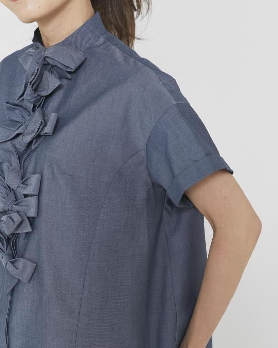 フロントリボンシャツ(ネイビー) - seventen
