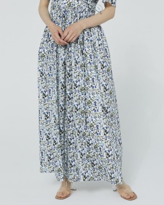 フラワープリントカシュクールワンピース(ブルー) - seventen フラワープリントカシュクールワンピース(ブルー) - seventen