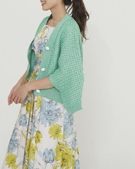 ストローヤーンカーディガン(ブラック) - seventen