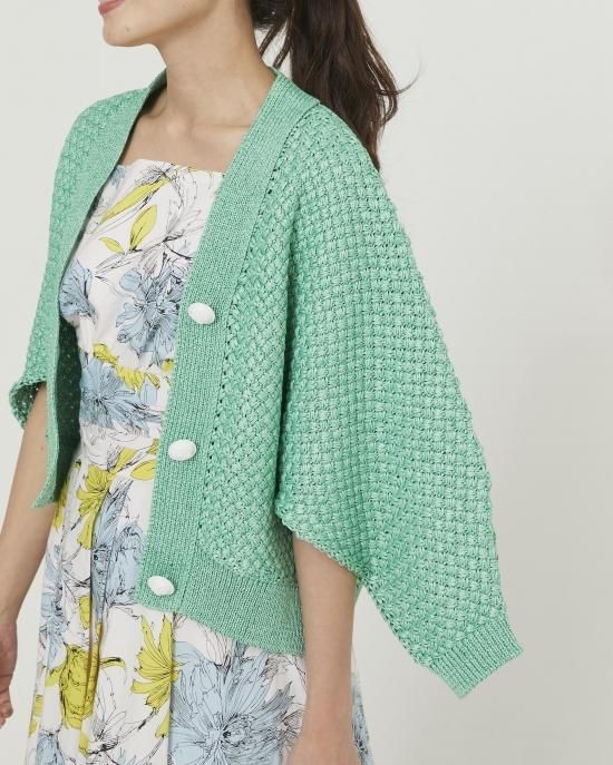 ストローヤーンカーディガン(ブラック) - seventen