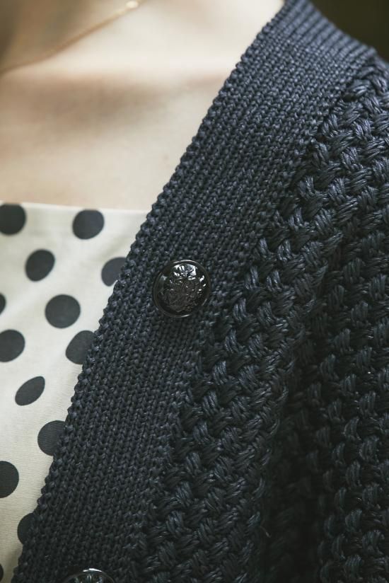 ストローヤーンカーディガン(ブラック) - seventen