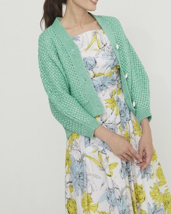 ストローヤーンカーディガン(グレー) - seventen