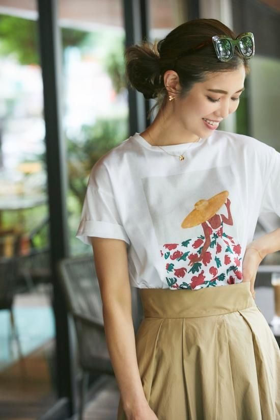 サマードレスプリントTシャツ/レッド(フラワー) - seventen