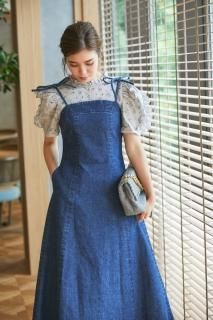 リボンストラップキャミワンピース デニム Seventen リボンストラップキャミワンピース デニム Seventen