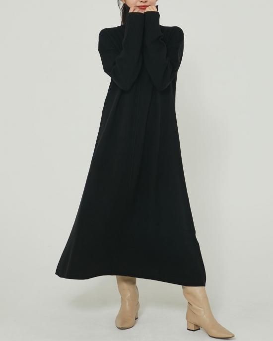 タートルニットドレス(ソフトベージュ) - seventen