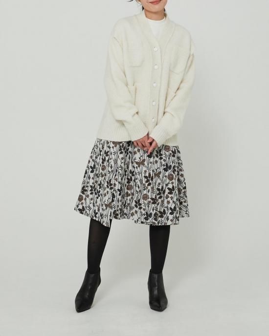 アシンメトリージャガードスカート(ブラック) - seventen