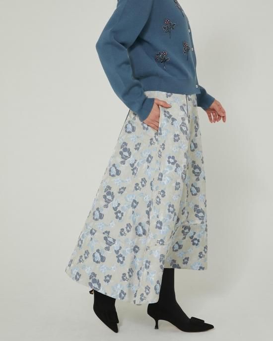 【50%off】パイピングジャガードスカート(ブラウン) - seventen