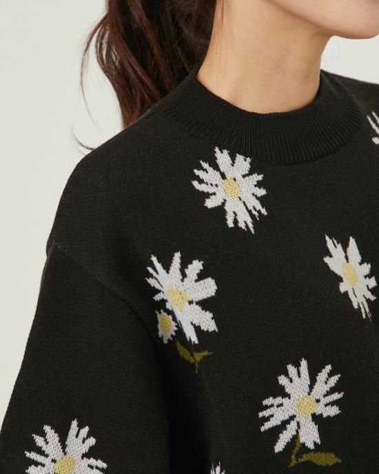 デイジージャガードプルオーバー(ブラック) - seventen