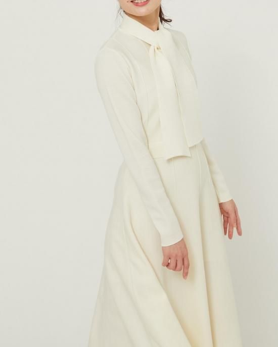 SEVEN TEN セブンテン ボウタイニットドレス オフホワイト ワンピース