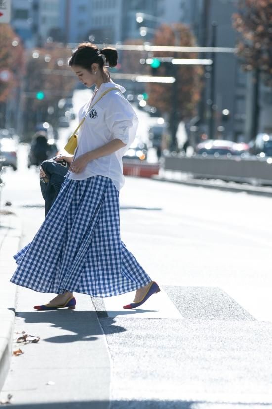 ギンガムタックスカート(ブルーギンガム) - seventen