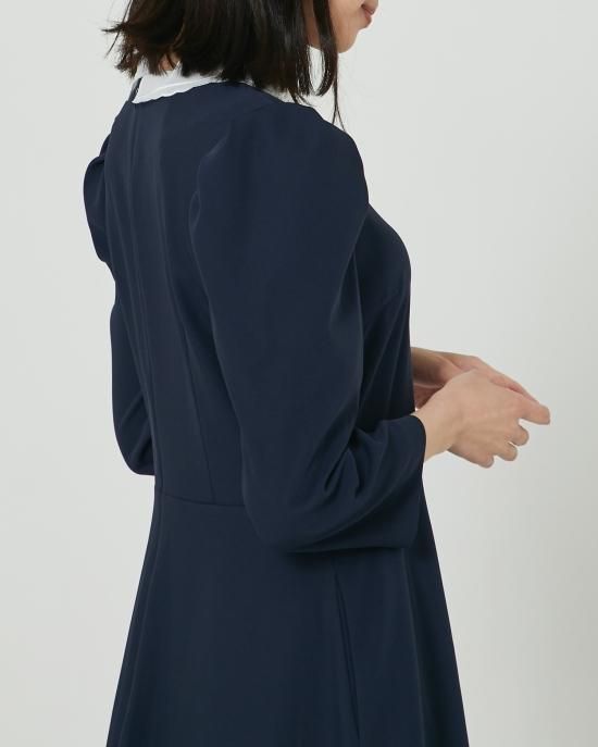 20％off】フロントボタンネイビーワンピース - seventen