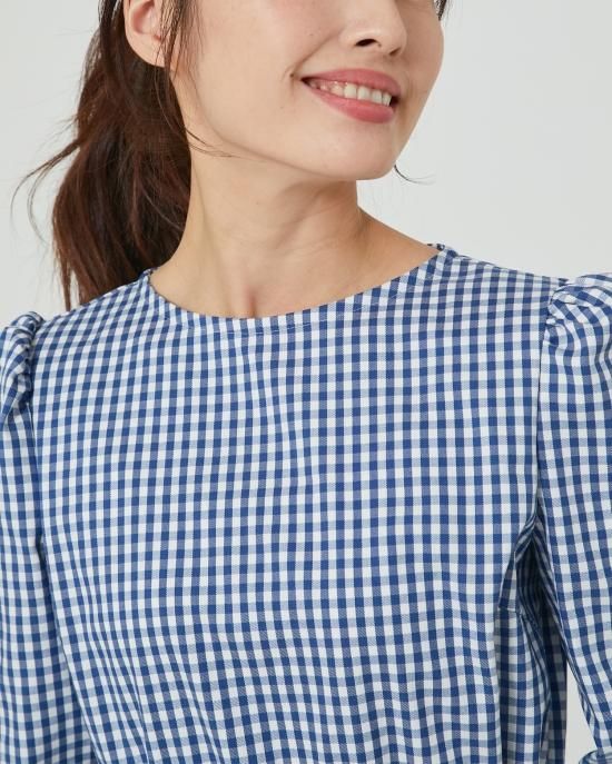 20％off】ギンガムマキシワンピース(ネイビー) - seventen