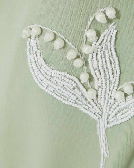 SEVEN TEN すずらんモチーフ半袖ニット ネイビー セブンテン すずらんモチーフ半袖ニット(ネイビー) - seventen