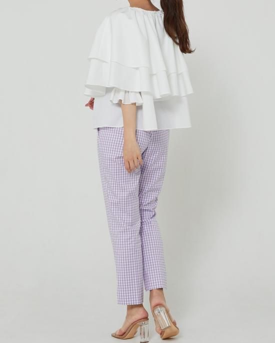 30％off】襟付きタフタティアードトップス(ブラック) - seventen