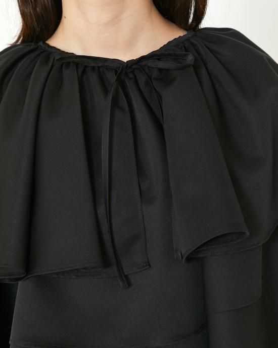 30％off】襟付きタフタティアードトップス(ブラック) - seventen