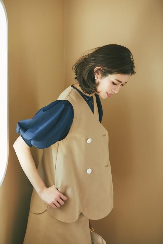 バルーンスリーブTシャツ(ネイビー) - seventen