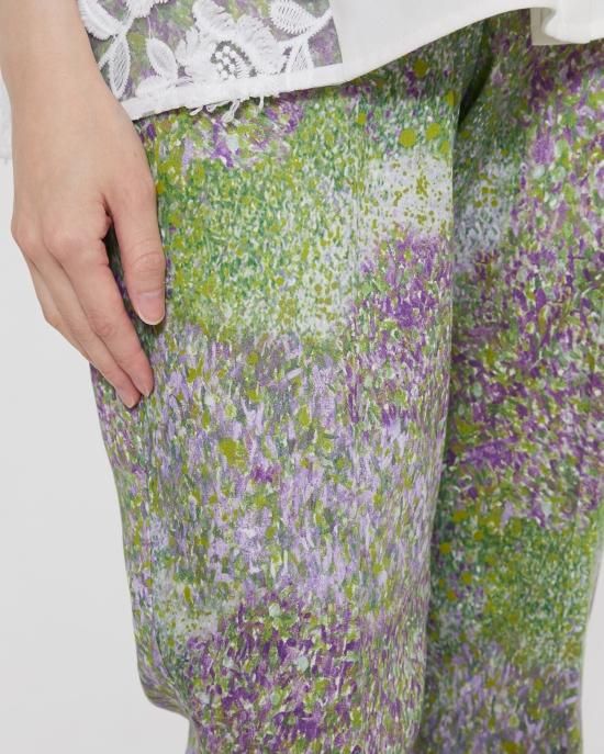 A17181 極美品 ミュベール オリーブプリントハーフパンツ リネンコットン SS】WOMEN ポリエステルダイドオックスフォード ハーフパンツ