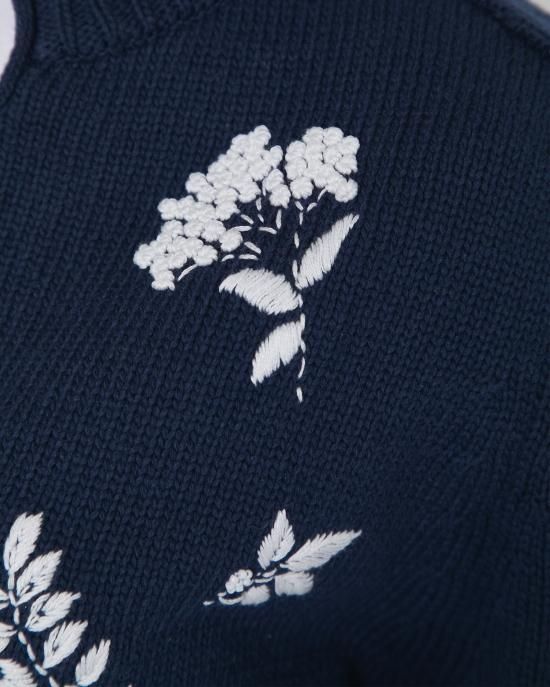 フラワー手刺繍カーディガン(ネイビー) - seventen フラワー手刺繍カーディガン(ネイビー) - seventen