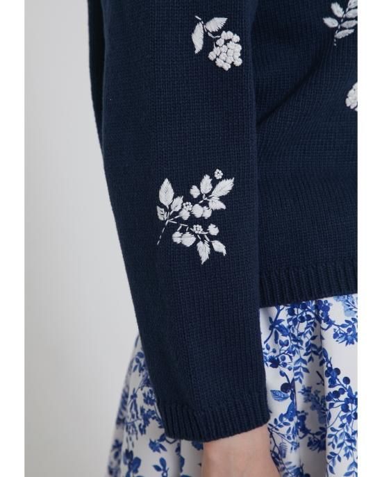 フラワー手刺繍カーディガン(ネイビー) - seventen フラワー手刺繍カーディガン(ネイビー) - seventen