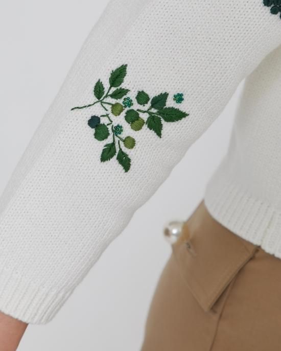 フラワー手刺繍カーディガン(ライトピンク×グレー) - seventen フラワー手刺繍カーディガン(ライトピンク×グレー) - seventen
