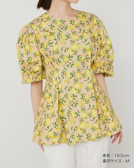 40％off】レモンプリントブラウス(ピンクベージュ) - seventen