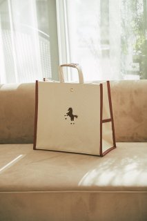 ワンポイント刺繍トートバッグ(オフホワイト/大)