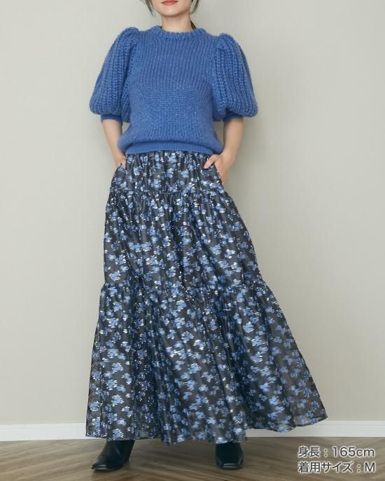 20%off】ラメジャガードスカート(ブルー) - seventen 20%off】ラメジャガードスカート(ブルー) - seventen