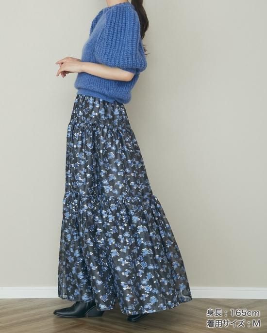 20%off】ラメジャガードスカート(ブルー) - seventen 20%off】ラメジャガードスカート(ブルー) - seventen