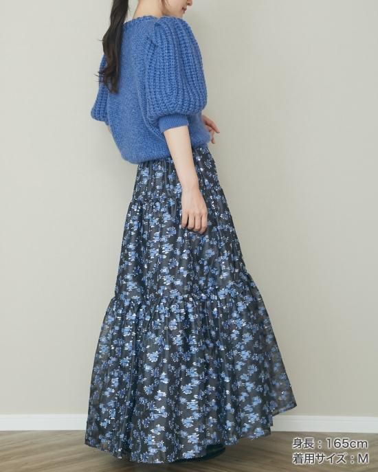 20%off】ラメジャガードスカート(ブルー) - seventen 20%off】ラメジャガードスカート(ブルー) - seventen