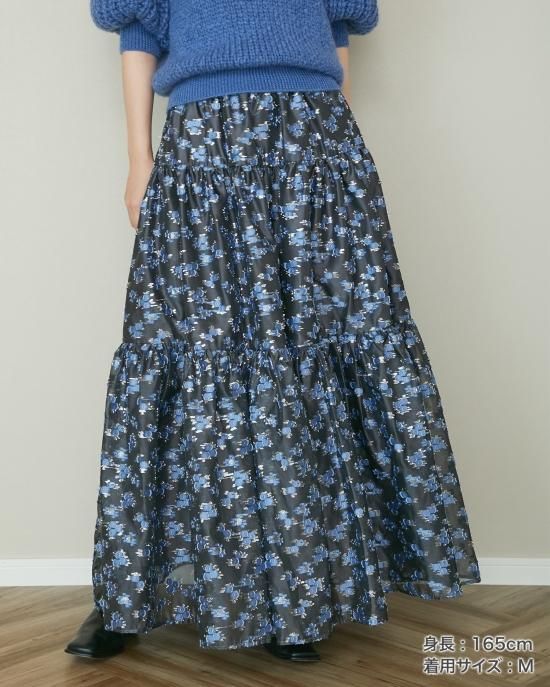 20%off】ラメジャガードスカート(ブルー) - seventen 20%off】ラメジャガードスカート(ブルー) - seventen