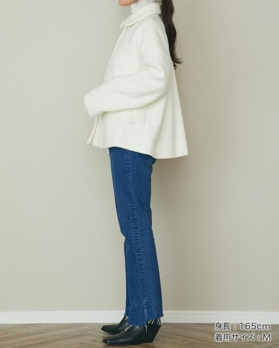 30％off】ウールモッサーハーフコート(ネイビー) - seventen