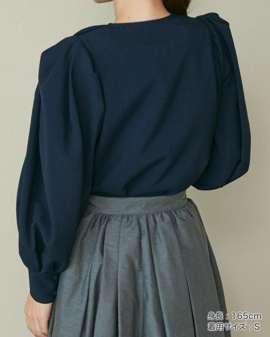 スカラップブラウス(グレー) - seventen