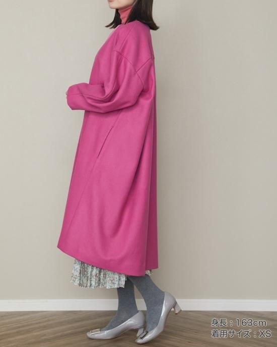 20%off】バックタックロングコート(フューシャピンク) - seventen 20%off】バックタックロングコート(フューシャピンク) - seventen