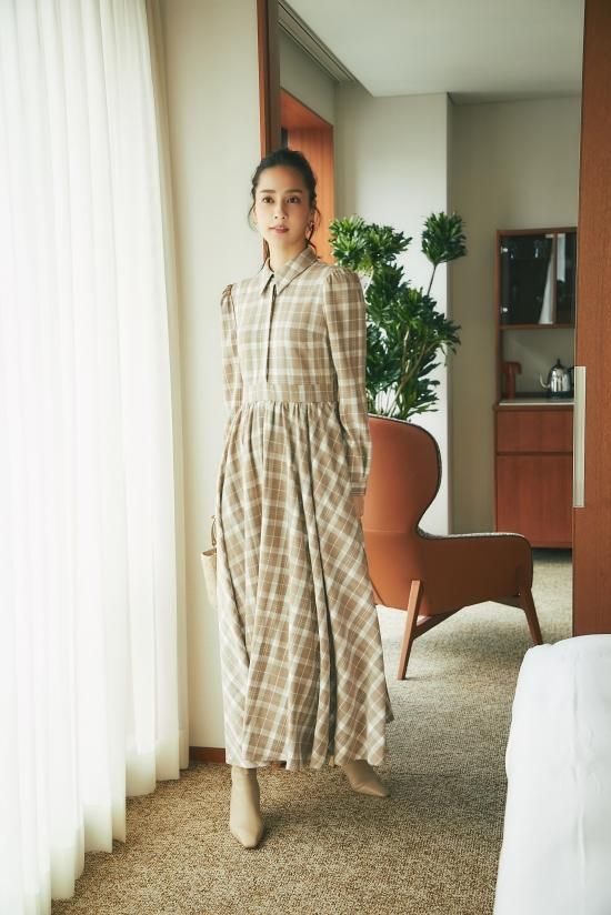 40%off】チェックネルシャツワンピース(ベージュ) - seventen 40%off】チェックネルシャツワンピース(ベージュ) - seventen