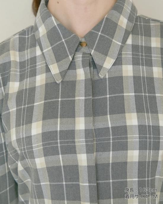 【美品】セブンテン　チェックネルシャツワンピース 40％off】チェックネルシャツワンピース(ベージュ) - seventen