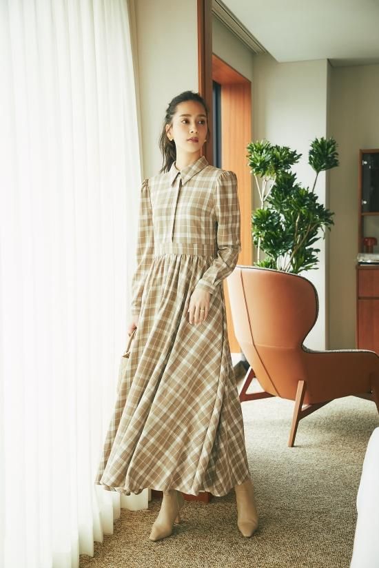 40%off】チェックネルシャツワンピース(ベージュ) - seventen 40%off】チェックネルシャツワンピース(ベージュ) - seventen