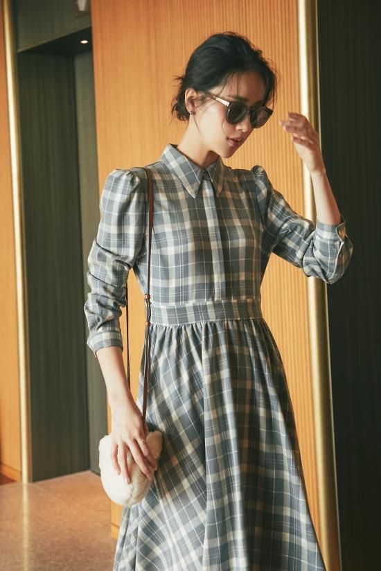 40％off】チェックネルシャツワンピース(グレー) - seventen