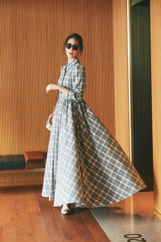 40％off】チェックネルシャツワンピース(グレー) - seventen