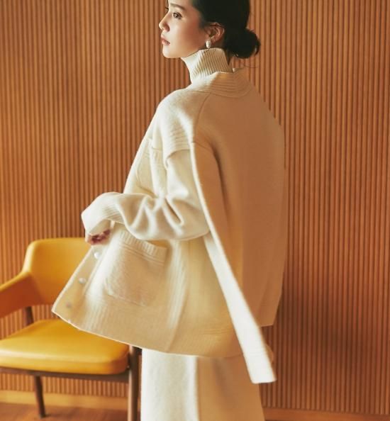 メルトンウール2WAYカーディガン(オフホワイト) - seventen