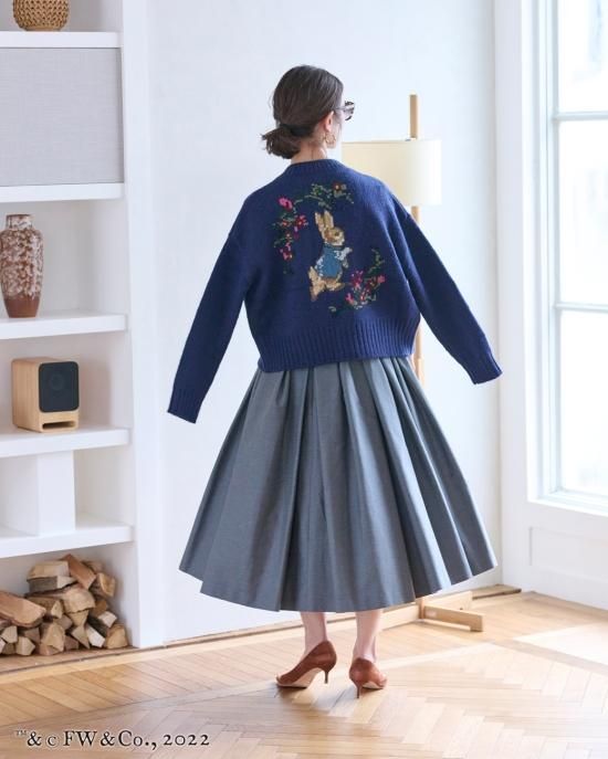 20%off】ピーターラビット™️刺繍カーディガン(ネイビー 20%off】ピーターラビット™️刺繍カーディガン(ネイビー