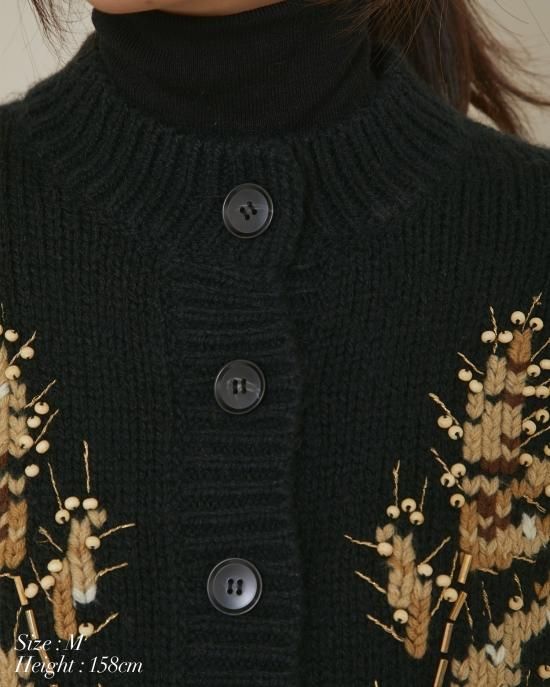 20%off】ウィート刺繍カーディガン(カーキ) - seventen 20%off】ウィート刺繍カーディガン(カーキ) - seventen