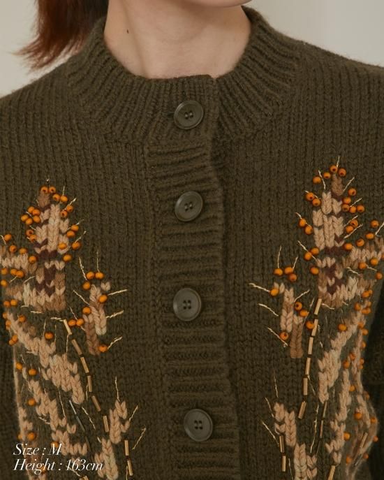 20%off】ウィート刺繍カーディガン(カーキ) - seventen 20%off】ウィート刺繍カーディガン(カーキ) - seventen