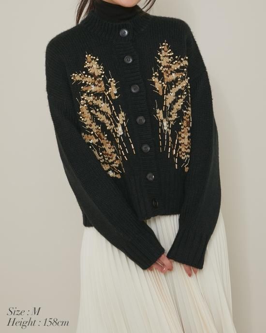 20%off】ウィート刺繍カーディガン(ブラック) - seventen 20%off】ウィート刺繍カーディガン(ブラック) - seventen
