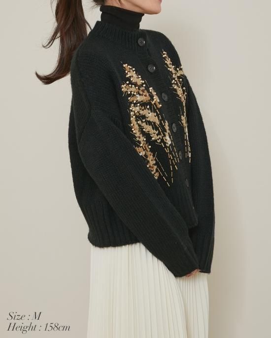 20%off】ウィート刺繍カーディガン(ブラック) - seventen 20%off】ウィート刺繍カーディガン(ブラック) - seventen