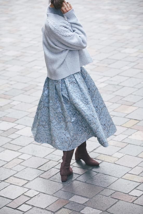 【美品】ENFOLD 24年製 LAMPSHADE SKIRT ライトブルー DENIM CARMEN SKIRT / LIGHT BLUE デニムカルメンスカート / ラ
