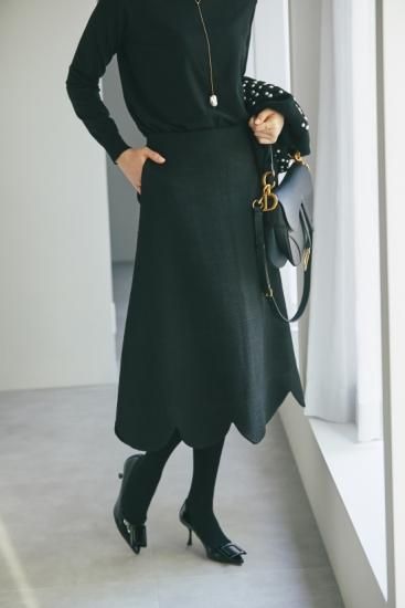 スカラップスカート(ブラック) - seventen