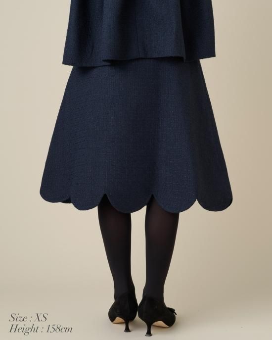 スカラップスカート(ブラック) - seventen