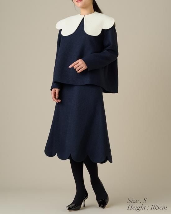 お値下げ　ella 2024ssコレクション　スカラップ スカラップスカート(ブラック) - seventen