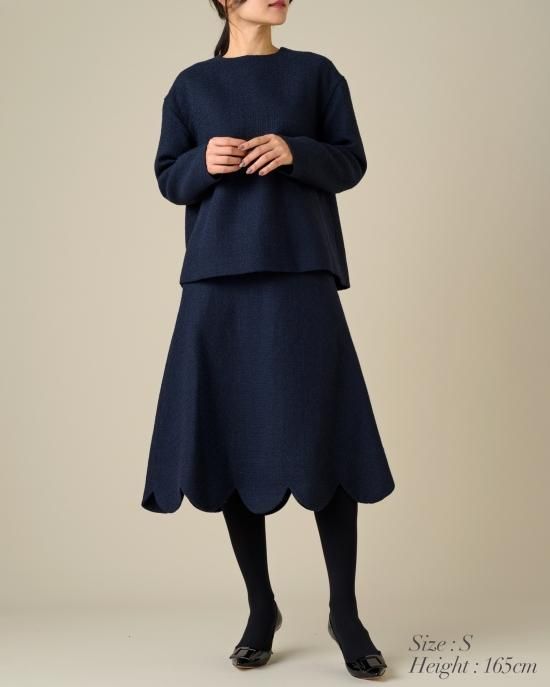 archiVIO ネイビー スカート スカラップスカート(ネイビー) - seventen