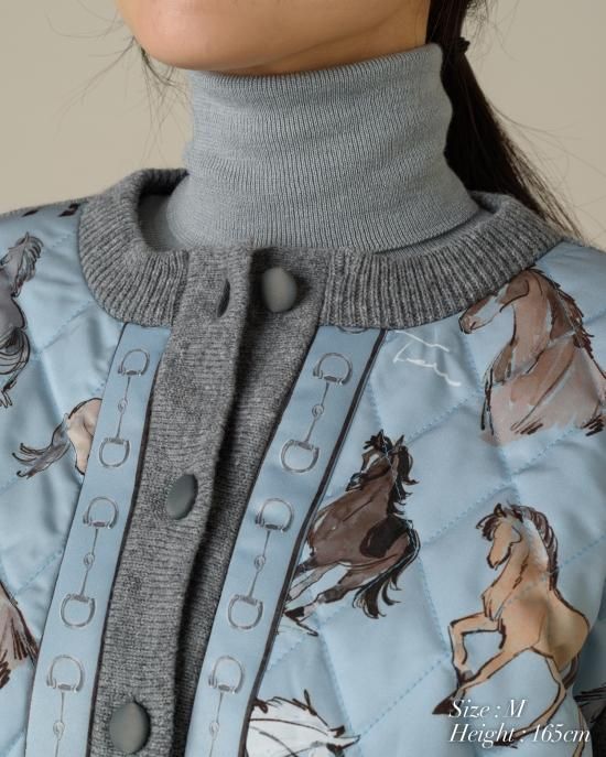 キルティングホースプリントカーディガン(オフホワイト×オフホワイト